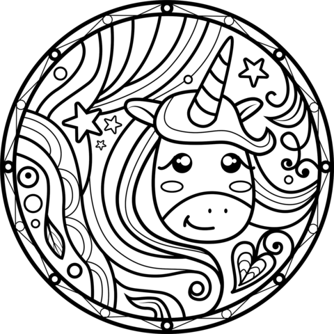 Unicorn Mandala Coloring Page